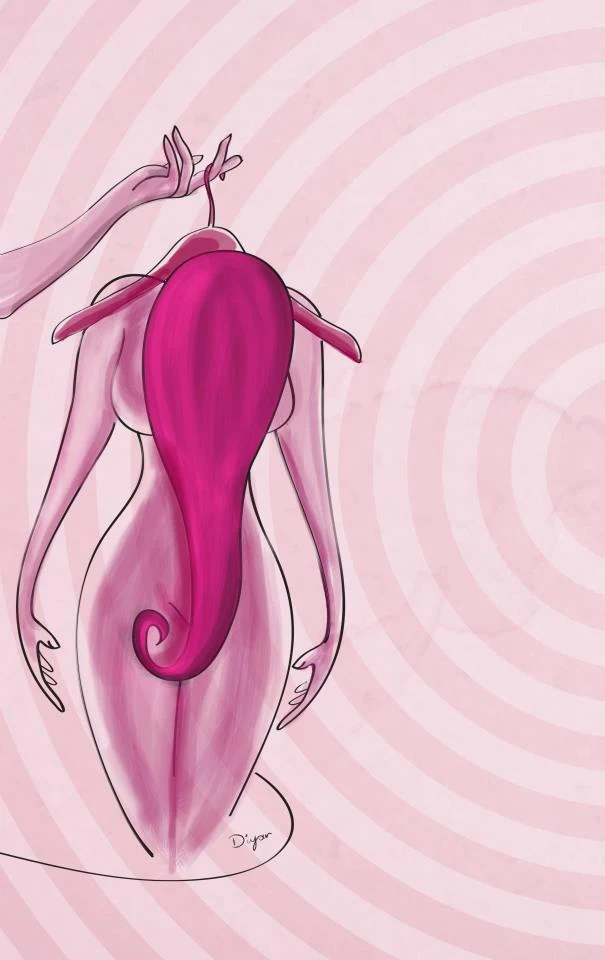 Pembe zemin üzerinde denizatı illüstrasyonu